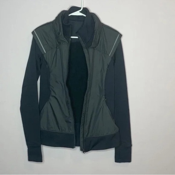 🆕 LULULEMON ATHLETICA Jacket Snug Sprinter Heathered Slate grey black zip up 6 - Picture 12 of 16